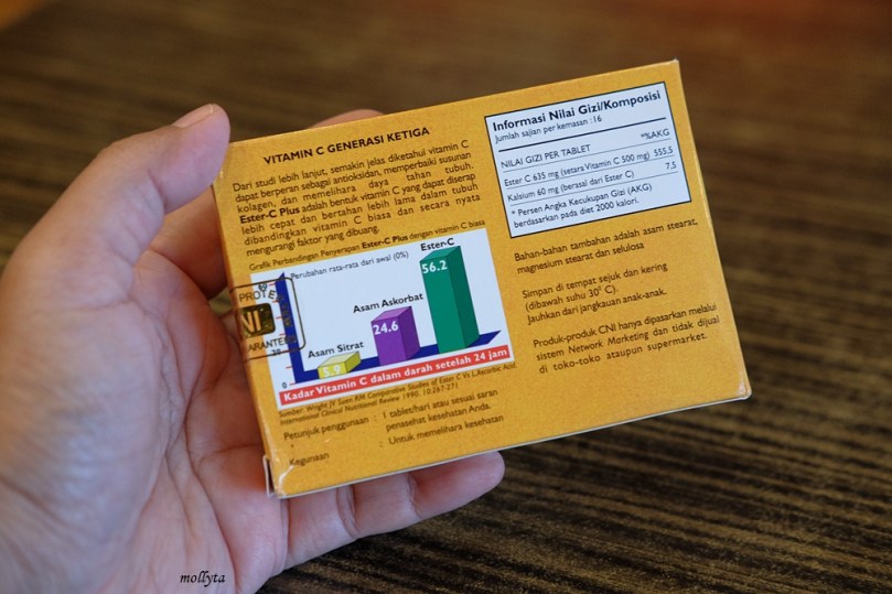 Kemasan Ester-C Plus bagian belakang