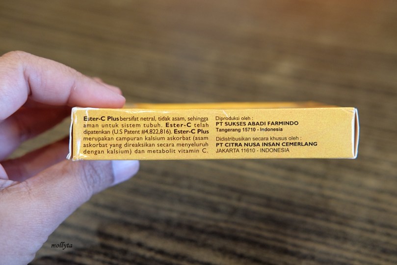 Keterangan pada kemasan Ester-C Plus